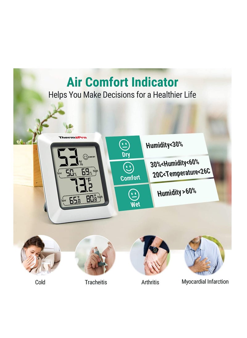 ThermoPro - ThermoPro TP50 2 Pieces Digital Hygrometer Indoor Thermometer Room Thermometer and Humidity Gauge with Temperature Humidity Monitor - Image 1
