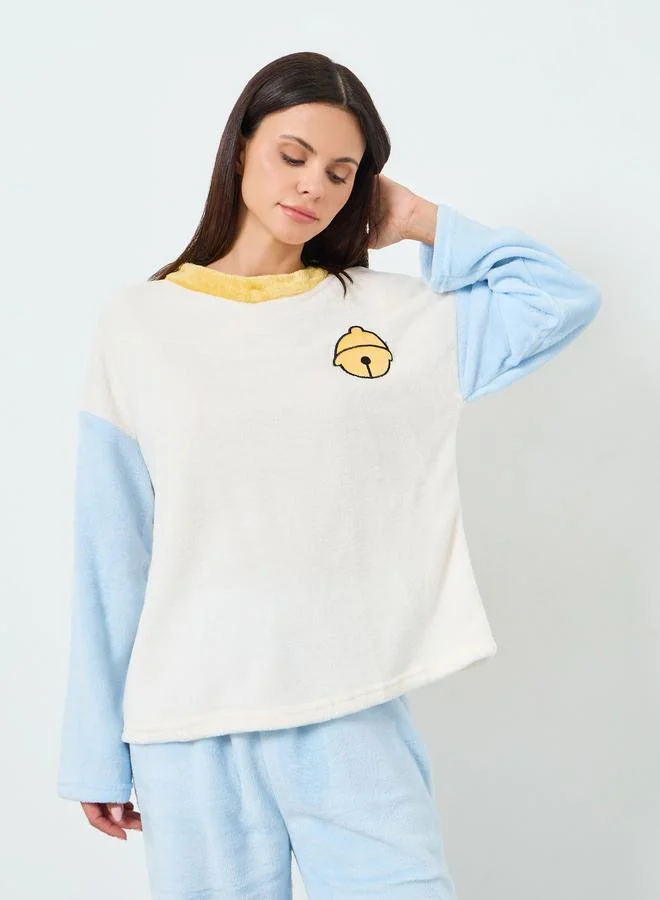 Styli Cozy Fleece Long Sleeve Top and Pyjama Set