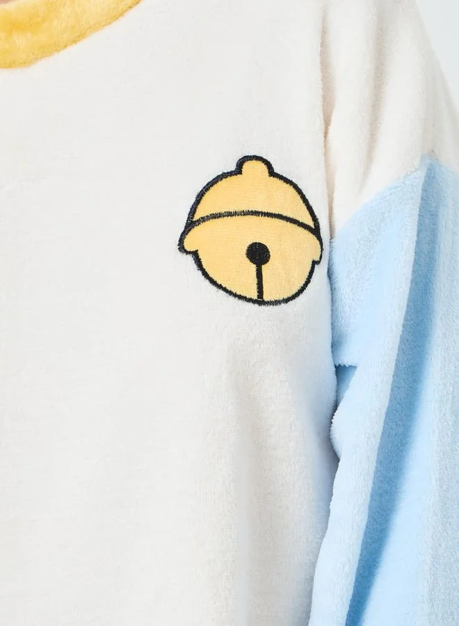 ستايلي طقم بيجاما من بنطال وبلوزة فليس بأكمام طويلة مريحة