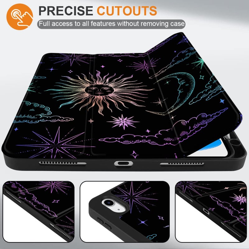 DONGKE Case for iPad 11th Generation 11 Inch 2025 (A16 Chip) & iPad 10th Generation 10.9 Inch 2022 with Pencil Holder-[Auto Wake/Sleep], Trifold Stand Soft TPU Protective Cover, Sun & Moon - Image 3