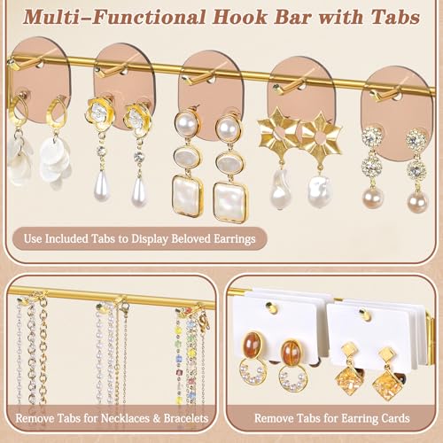 SOLIMINTR Earring Organizer, Earring Holder Display Stand with 3 Earring Storage Pegboards 568 Holes, Jewelry Organizer with Hook Rack for Stud Earrings Necklace, Acrylic Large Jewlery Hanger Towers for Women - Image 4