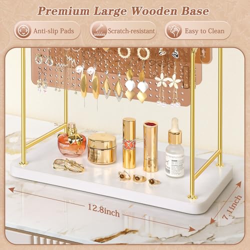 SOLIMINTR Earring Organizer, Earring Holder Display Stand with 3 Earring Storage Pegboards 568 Holes, Jewelry Organizer with Hook Rack for Stud Earrings Necklace, Acrylic Large Jewlery Hanger Towers for Women - Image 5