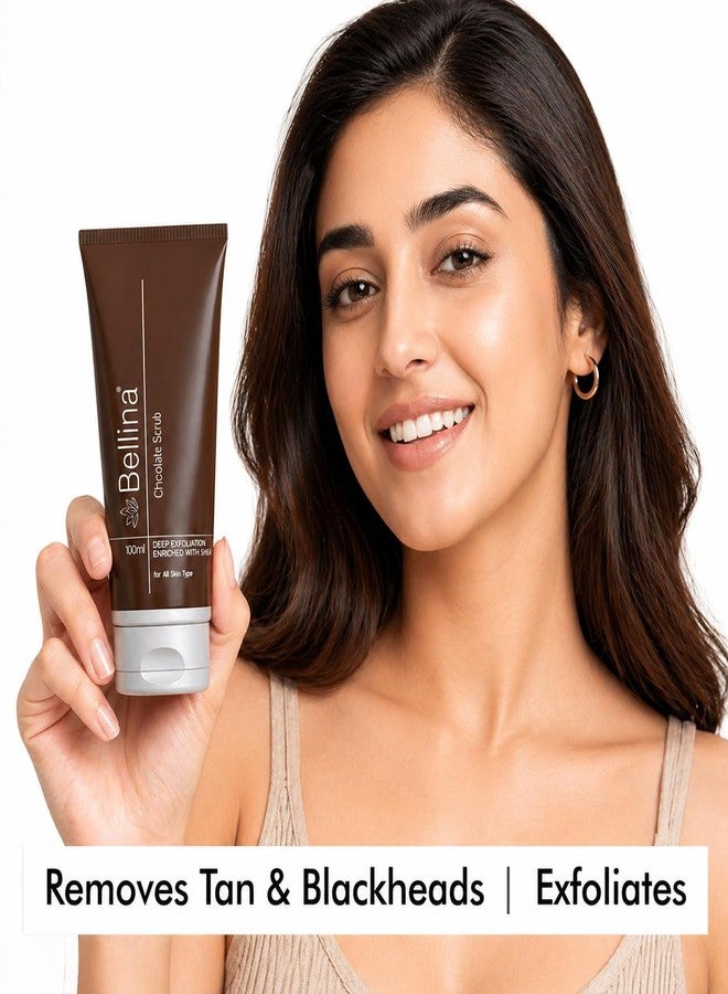 Bellina Chocolate Scrub for Face | Deep Cleansing & Exfoliation for Blackheads and Whiteheads | With Green Tea Extract, Shea Butter & Jojoba Oil | Suitable for All Skin Types | Men & Women | 100 ml - Image 3