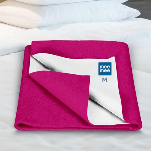 Mee Mee Reusable Water Proof Cotton Bed Protector Sheet/Extra Absorbent Mat/Dry Sheets/Urine Sheet/Dry Mat (70CmX100Cm) (Medium, Rani Pink) - Image 1