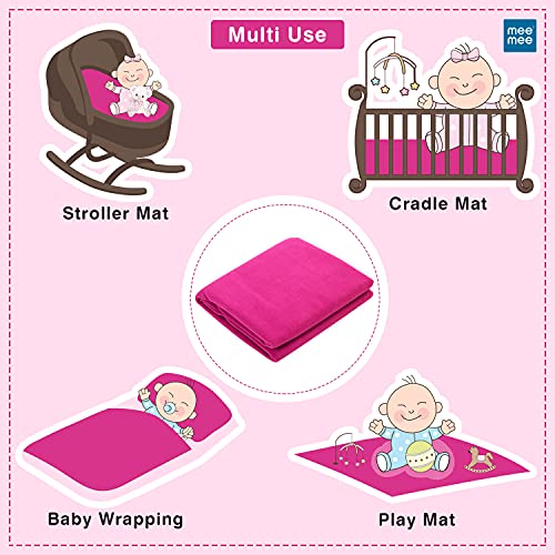 Mee Mee Reusable Water Proof Cotton Bed Protector Sheet/Extra Absorbent Mat/Dry Sheets/Urine Sheet/Dry Mat (70CmX100Cm) (Medium, Rani Pink) - Image 4