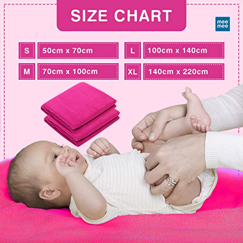 Mee Mee Reusable Water Proof Cotton Bed Protector Sheet/Extra Absorbent Mat/Dry Sheets/Urine Sheet/Dry Mat (70CmX100Cm) (Medium, Rani Pink) - Image 5