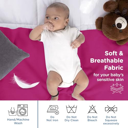 Mee Mee Reusable Water Proof Cotton Bed Protector Sheet/Extra Absorbent Mat/Dry Sheets/Urine Sheet/Dry Mat (70CmX100Cm) (Medium, Rani Pink) - Image 2