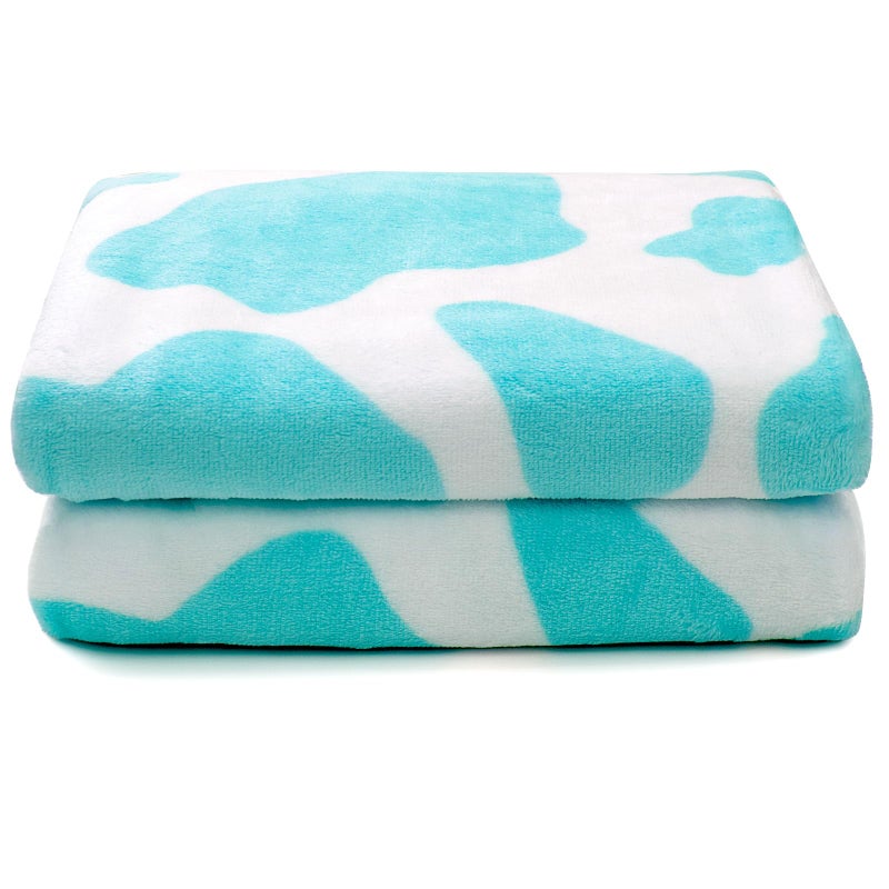 Blue Throw Blanket for Kids  Lightweight Fuzzy Fleece Travel Blanket Soft Cyan Bedding for Car Seat Stroller Airplane