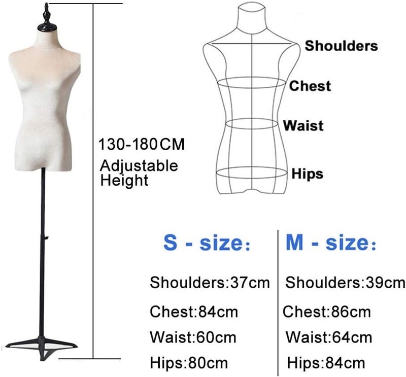 Female Mannequin Torso Body Manikin Height Adjustable Dress Form Model Clothing Displayh Metal Tripod Stand(Brown M) - Image 1