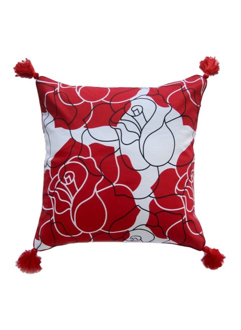 Printed cushion red and white with tassels sofa cushion with insert