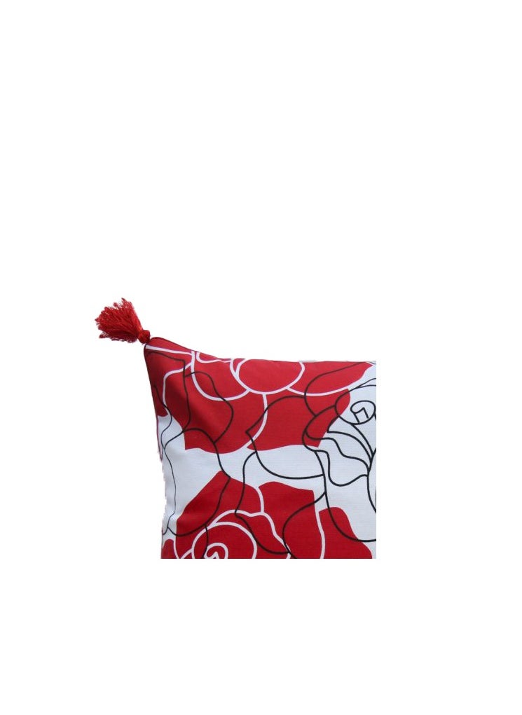 Printed cushion red and white with tassels sofa cushion with insert