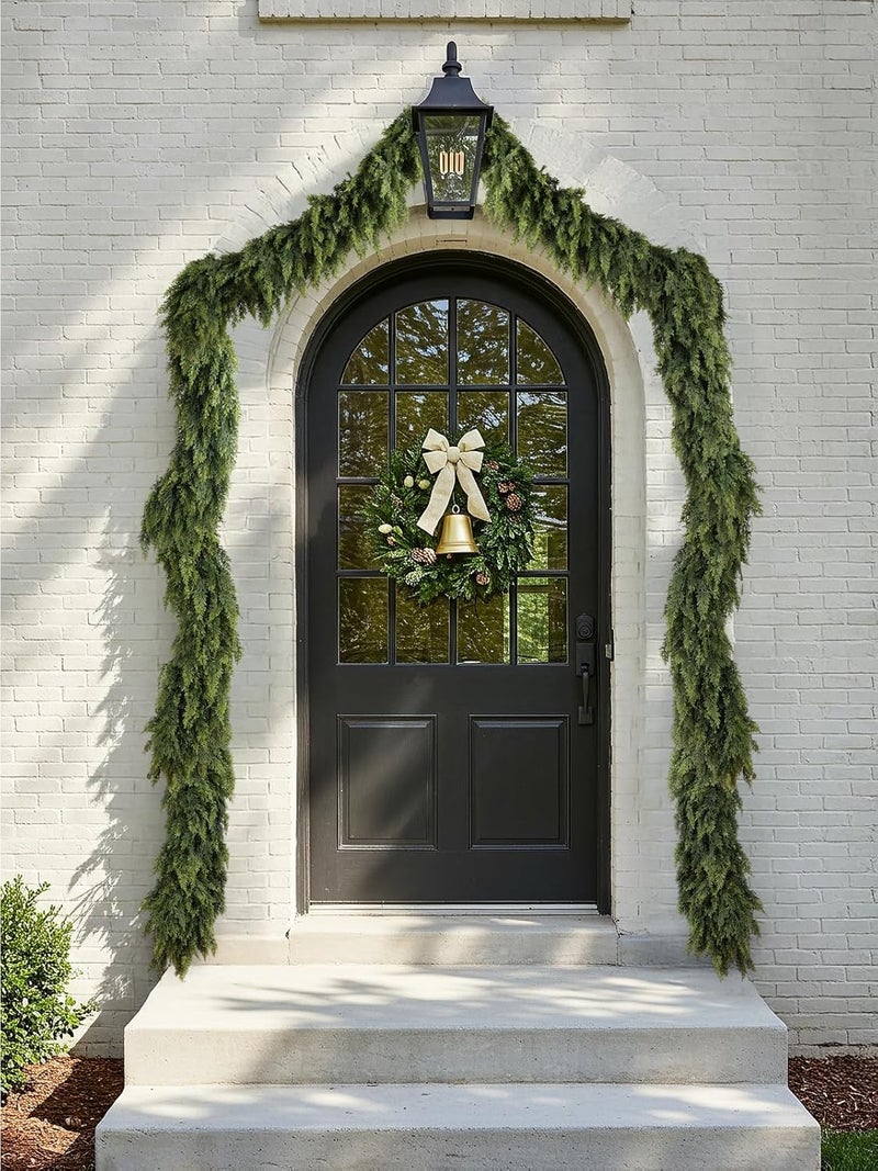 NT NIETING 9ft Christmas Cedar Garland with Realistic Soft Thickness Pine, Artificial Green Faux Cedar Pine Garland for Fireplace Mantle Fireplace Indoor Outdoor Holiday Party Home Decoration - Image 4