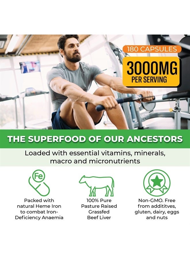 ForestLeaf كبسولات كبد البقر من المراعي العشبية، 3000 ملغ لكل حصة، تدعم المناعة الكاملة وصحة الجسم، التطهير، الهضم، الحديد الطبيعي، فيتامين أ و ب12، مكمل كبد البقر المجفف بالتجميد، 180 كبسولة - Image 3