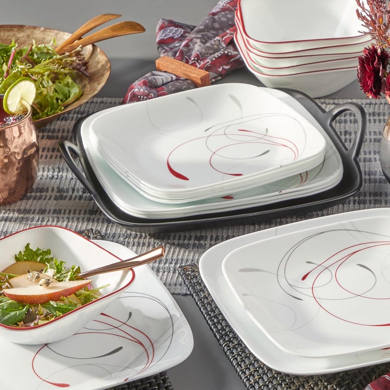 Corelle Vitrelle Splendor Dinnerware Set 18 pcs White Red - Image 5