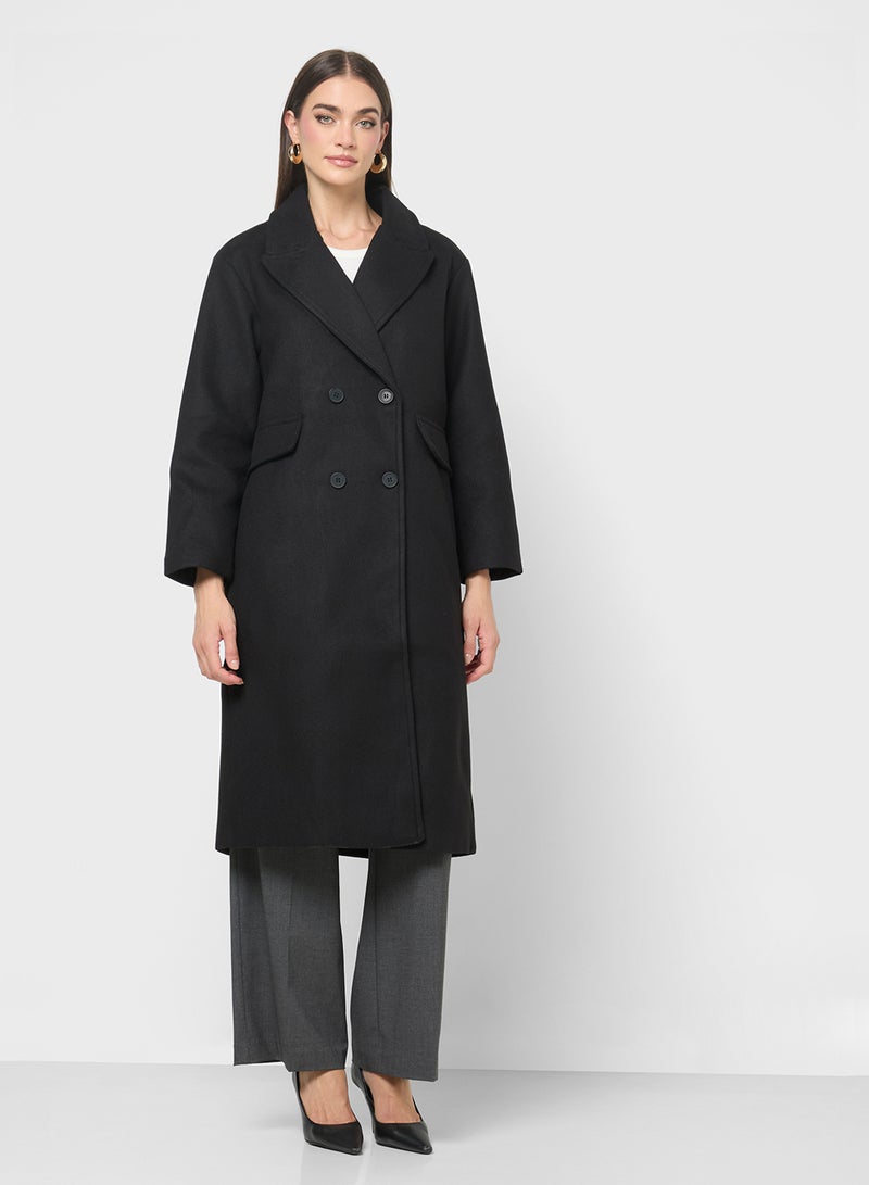 ايلا معطف طويل مزدوج الصدر - Image 1