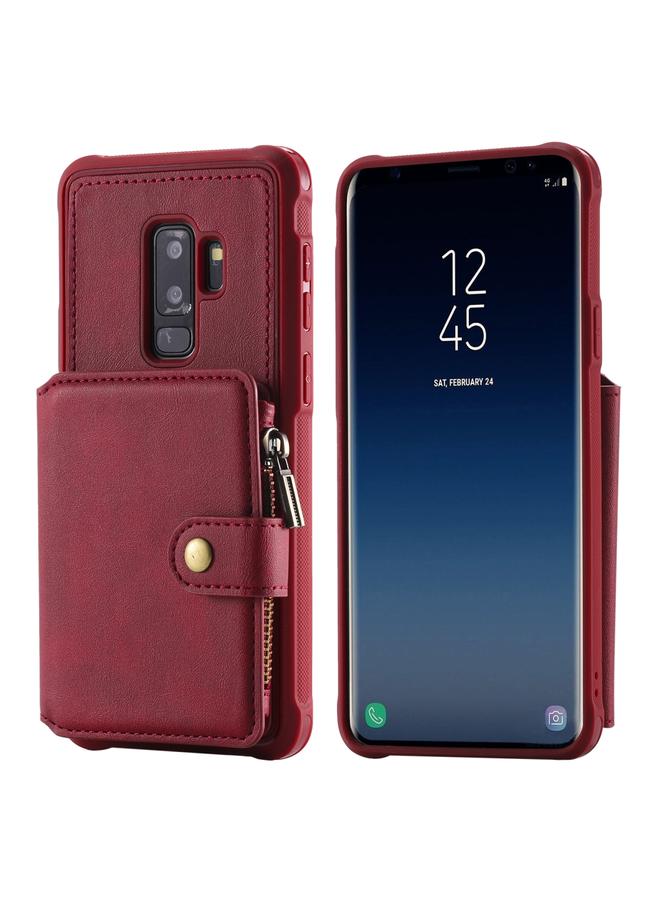 S-TOP Case For Galaxy S9 Plus Zipper Shockproof Protective Case with Card Slots & Bracket & Photo Holder & Wallet Function - Image 1