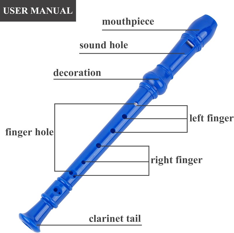 Jasenna Recorder Instrument for Beginner Kids Adults,8-Hole Soprano Descant Recorder Music Flute with with Cleaning Rod & Leather Case For School Student Home Entertainment(2-Blue Quicksand) - Image 5