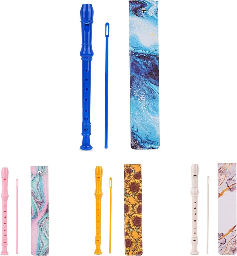 Jasenna Recorder Instrument for Beginner Kids Adults,8-Hole Soprano Descant Recorder Music Flute with with Cleaning Rod & Leather Case For School Student Home Entertainment(2-Blue Quicksand) - Image 2