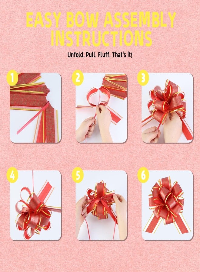 FORBINBO 20 Pcs Pull Bows for Gift Wrapping, 5 Types of 6 Inches Gift Bows with Ribbon For Wedding, Valentines Day, Birthday, Anniversary, Florist Packaging ，Flower Bouquets and Basket(Red - Image 4