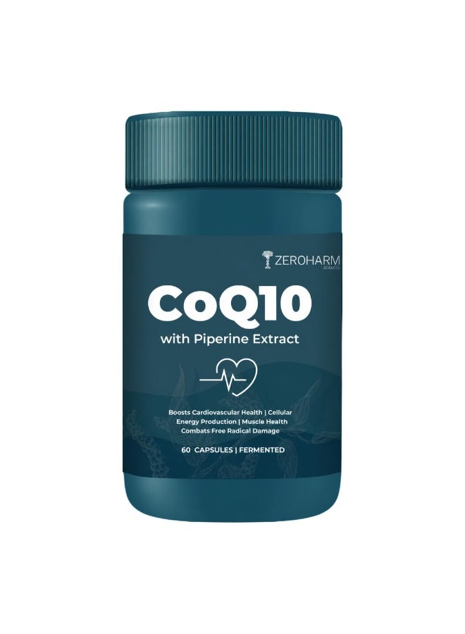 ZEROHARM Coenzyme Q10 | 250mg with Piperine & Grape Seed Extract | High Absorption CoQ10 Supplement | CoQ10 Ubiquinol Supports Heart, Vascular Health & Cellular Energy Production | 60 Veg Capsules - Image 1