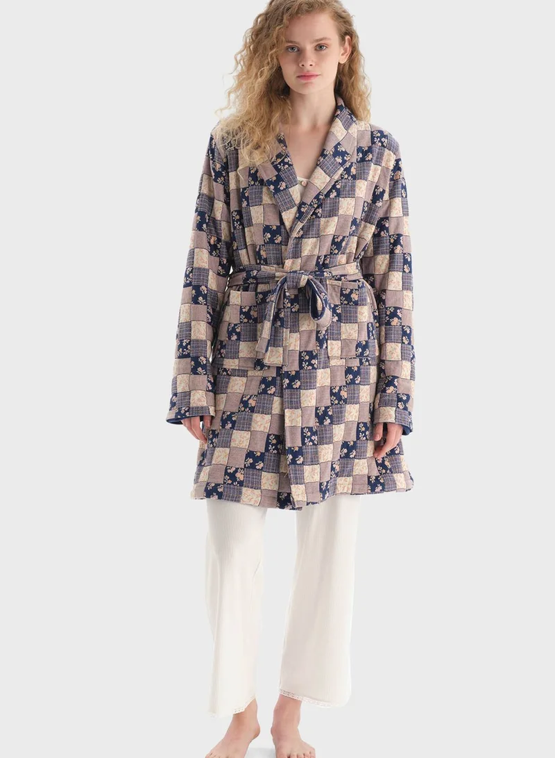 dagi Tie Detail Printed Night Dress