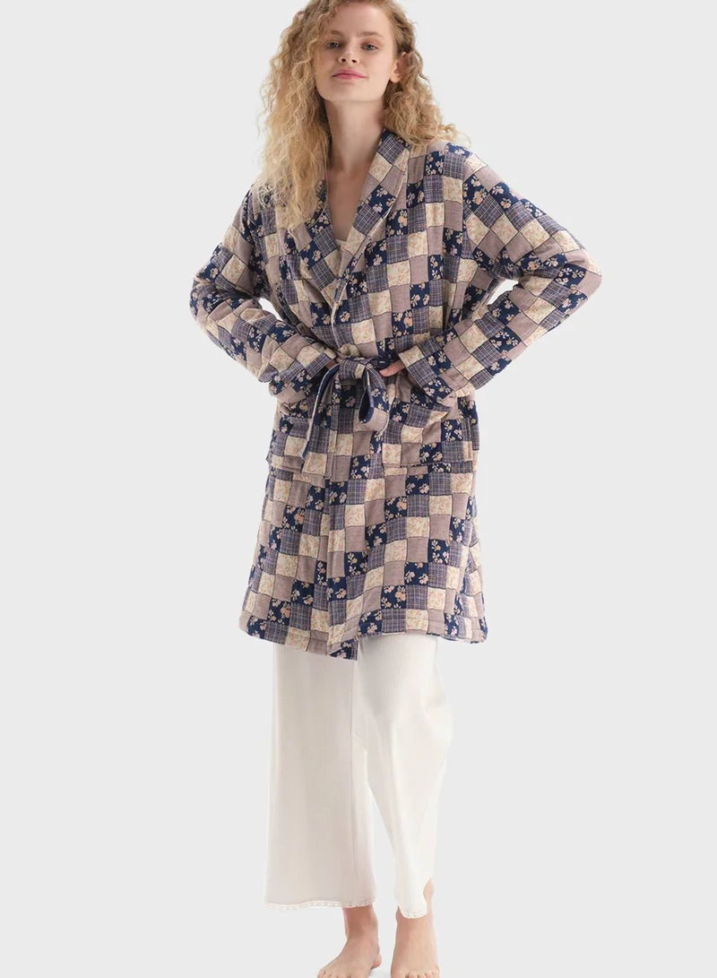 dagi Tie Detail Printed Night Dress