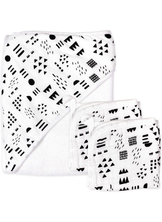 HonestBaby Baby 3-Piece Organic Cotton Hooded Towel & Washcloth Set - White - One size - Image 1