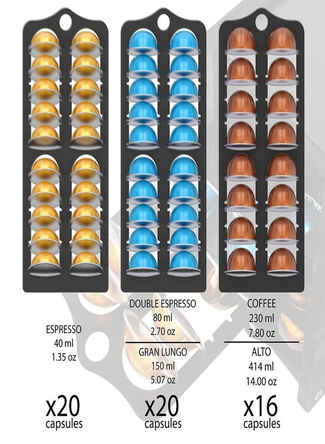 J JACKCUBE DESIGN Black Rustic Wooden Coffee Capsule 4 Tier Holder Organizer Drawer Storage 80 Capacity, Compatible with Nespresso Vertuo Pod - MK746C - Image 3