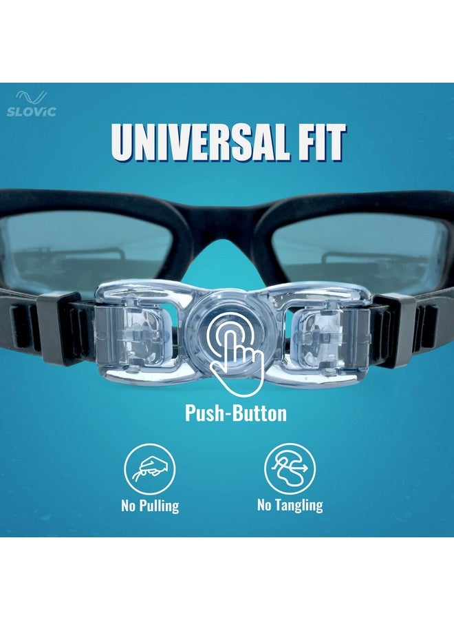 SLOVIC Anti Fog Swimming Goggle ; Universal Fit ; Leak Proof ; Easy To Adjust Push Button Straps ; Padded Frames & Anti Shatter Wide Field Lens ; Uv Protection - Image 3