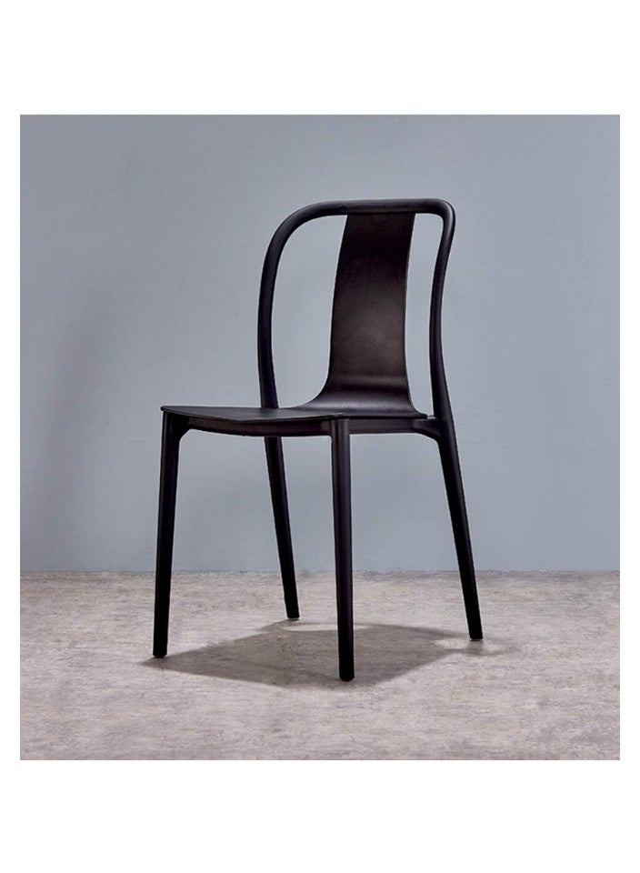 SMART HOME Set of 2 Fiber Chairs with Modern Design and Sturdy Legs - 45x45x80 cm | Durable Seat for Offices, Dining Rooms, Coffee Shops, Gardens, and Outdoor Lounges - Black - Image 5