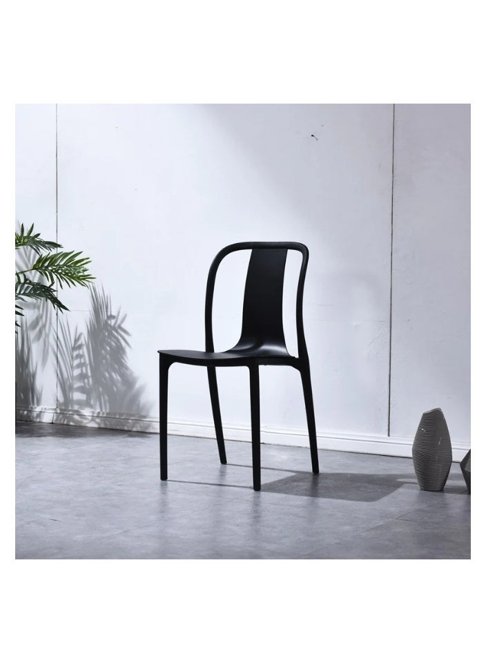 SMART HOME Set of 2 Fiber Chairs with Modern Design and Sturdy Legs - 45x45x80 cm | Durable Seat for Offices, Dining Rooms, Coffee Shops, Gardens, and Outdoor Lounges - Black - Image 2
