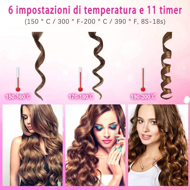 Unbound Cordless Auto Rotating Ceramic Hair Curler USB Rechargeable Automatic Curling Iron LED Display Temperature Wave Curler Gray Color - Image 4