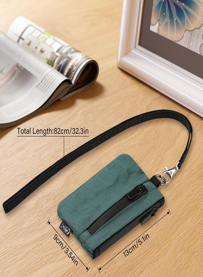 JONYEE Small Wallet with 2 Invisible Zipper Pockets&Lanyard&Keychain Water Resistant ID Case Card Holder Coin Purse Badge Pouch for Boys Girls Women Men Travel Sports Outdoor - Dark Blue - Image 2