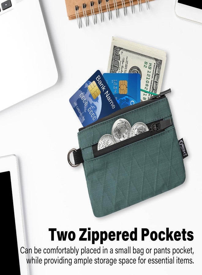 JONYEE Small Wallet with 2 Invisible Zipper Pockets&Lanyard&Keychain Water Resistant ID Case Card Holder Coin Purse Badge Pouch for Boys Girls Women Men Travel Sports Outdoor - Dark Blue - Image 4