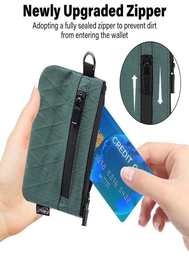JONYEE Small Wallet with 2 Invisible Zipper Pockets&Lanyard&Keychain Water Resistant ID Case Card Holder Coin Purse Badge Pouch for Boys Girls Women Men Travel Sports Outdoor - Dark Blue - Image 3