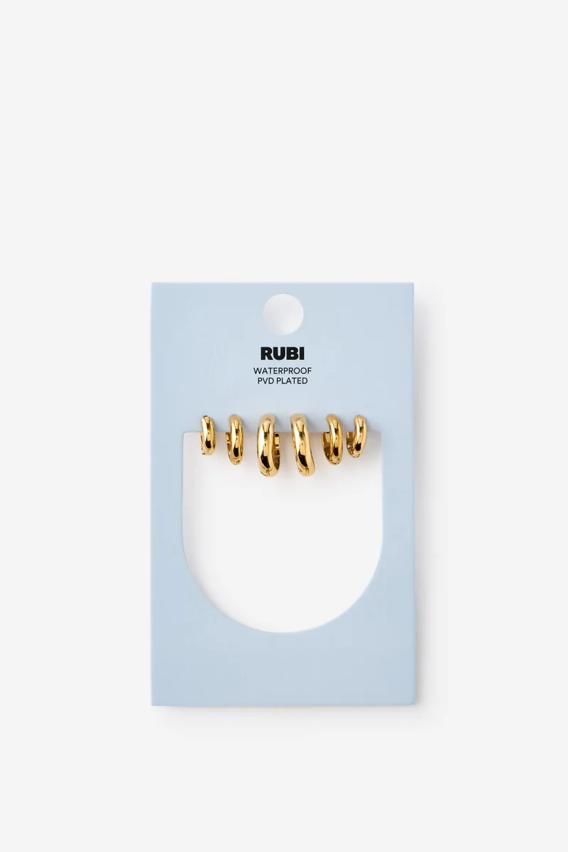 Rubi  Waterproof 3Pk Mid Earring for Women | Best Price UAE