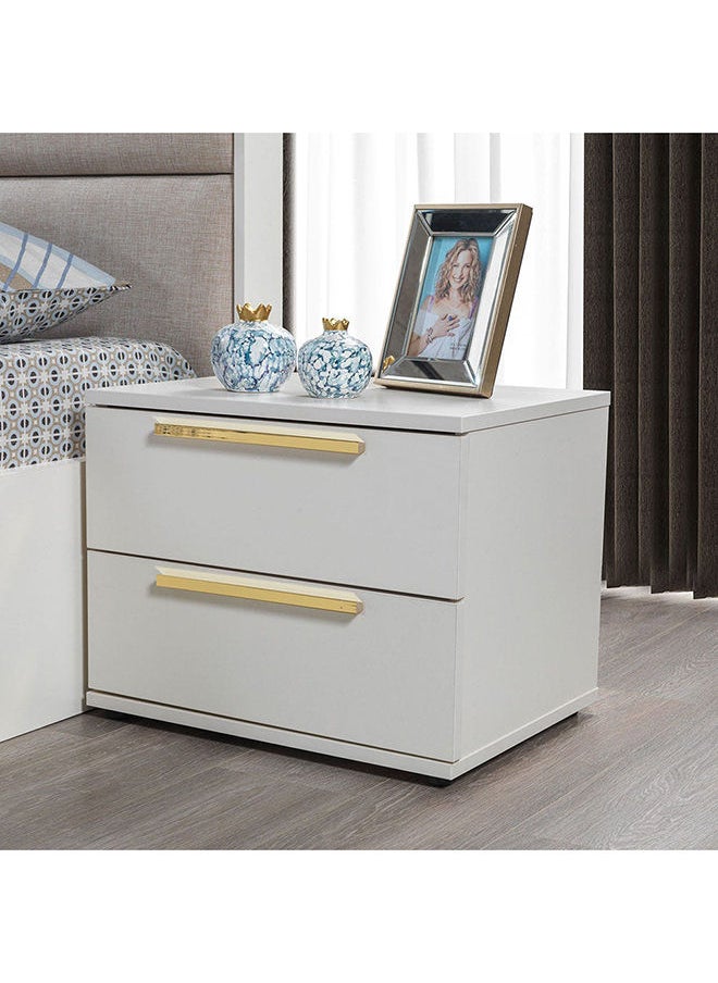 DANUBE HOME Serenity Night Stand Multifunctional Bedside Table Space Saving Nightstand End Table Storage For Bedroom 55x41x43.5cm Mud Cream/Golden  - Image 1