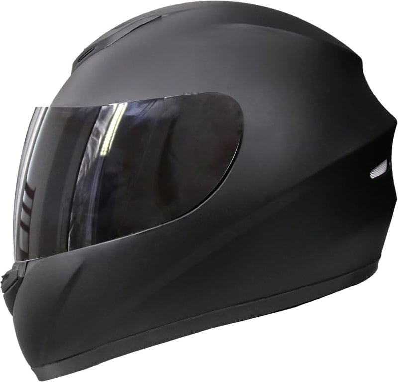 Zorax ZOR-819 Matt Black Full Face Motorcycle Helmet with Dark Smoke Visor - Image 1