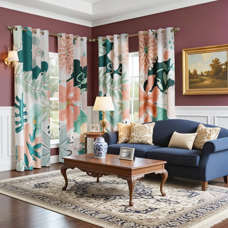 BCLBUSTE White Floral 95% Blackout Curtains 84 inch Long 2 Panels for Bedroom Living Room, Vintage Boho Farmhouse Room Darkening Curtains Decorative Botanical Print Patterned Black Out Grommet Drapes,52Wx84L - Image 5