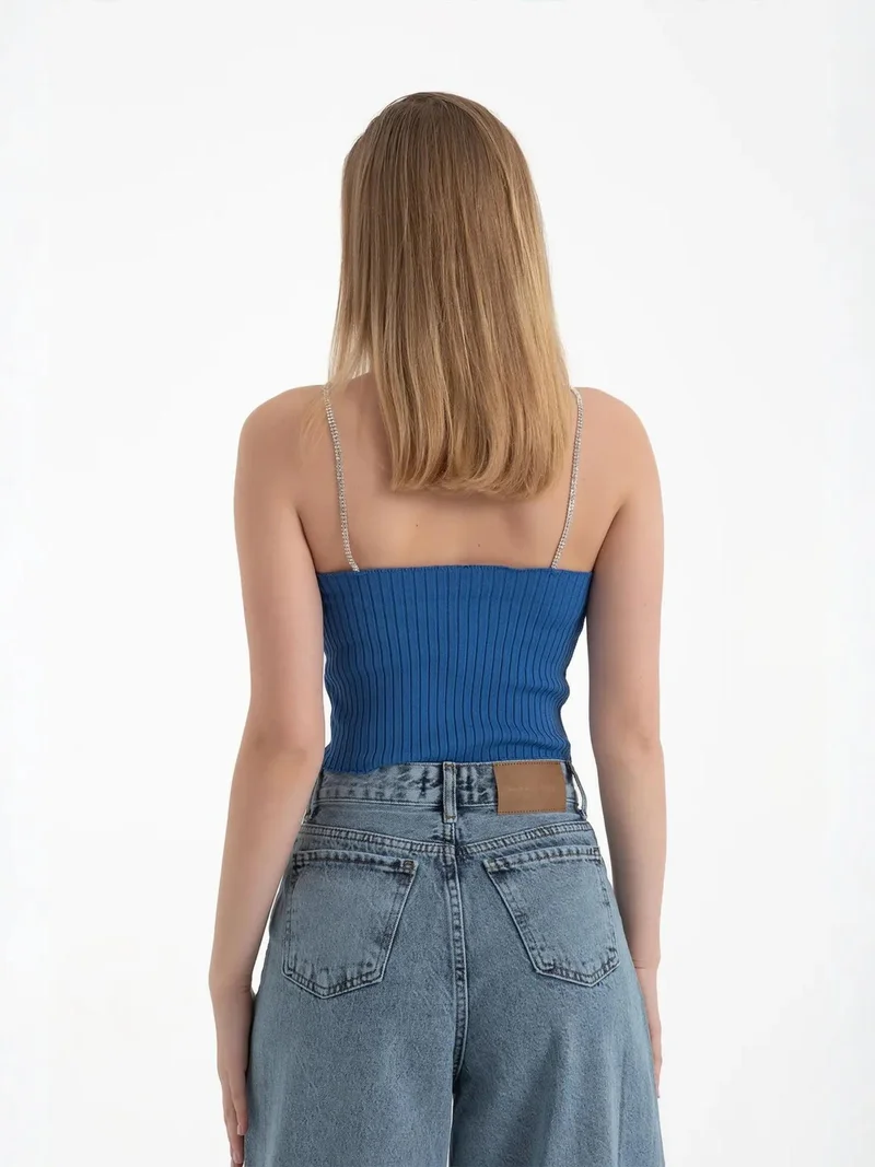 HICCUP Scoop Neck Diamente Strap Blouse