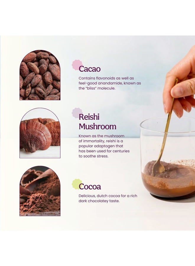Blume لاتيه سوبر فود - مسحوق كاكاو ساخن مع ريشي، مسحوق فطر، سوبر فود مهدئ، لاته مع دعم الدماغ، معزز قهوة كاكاو عضوي - عضوي، نباتي وصديق للكيتو - 25 حصة - Image 5