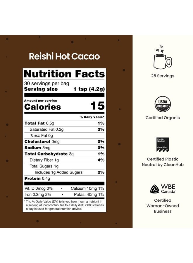 Blume لاتيه سوبر فود - مسحوق كاكاو ساخن مع ريشي، مسحوق فطر، سوبر فود مهدئ، لاته مع دعم الدماغ، معزز قهوة كاكاو عضوي - عضوي، نباتي وصديق للكيتو - 25 حصة - Image 2