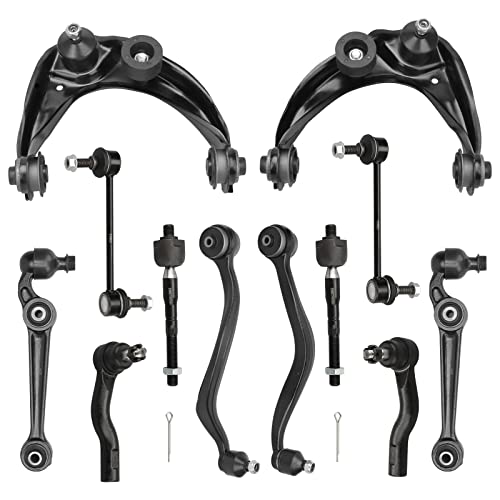 BRTEC Front Upper & Lower Control Arm w/Ball Joints & Tie Rods & Sway Bars for 2011 2012 Ford Fusion Mercury Milan Lincoln MKZ 12pcs - Image 1