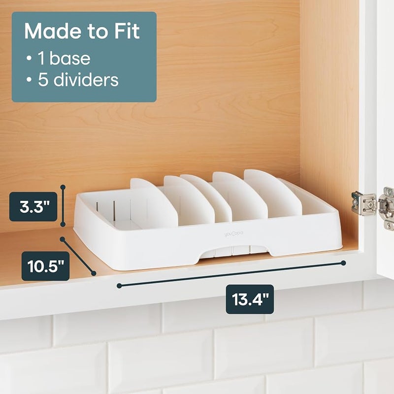 يوكوبيا YouCopia StoraLid Adjustable Food Container Lid Organizer, Kitchen Cabinet Storage Rack for Lids, BPA-Free, Holds Round & Square Lids, Space-Saving, Large Size- 50100 - Image 2