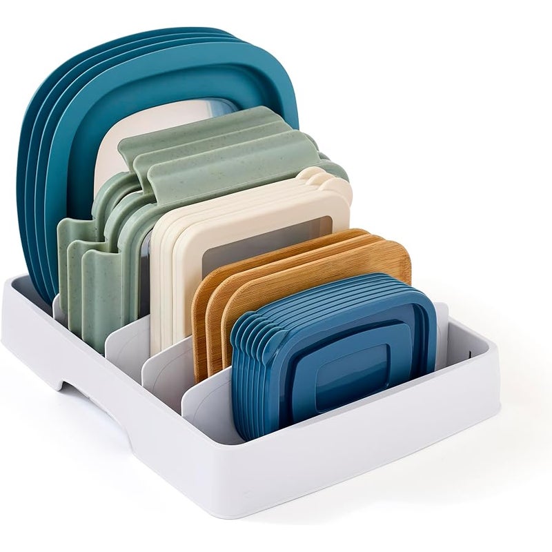 يوكوبيا YouCopia StoraLid Adjustable Food Container Lid Organizer, Kitchen Cabinet Storage Rack for Lids, BPA-Free, Holds Round & Square Lids, Space-Saving, Large Size- 50100 - Image 1