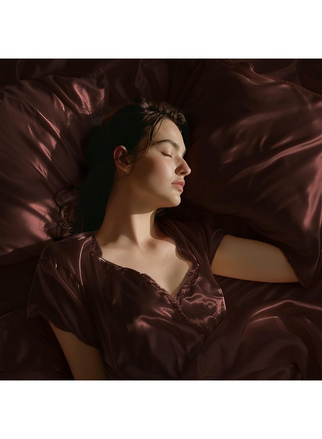 Stoa Paris 300 TC Satin Bedsheet Double Bed with Pillow Covers, Premium Ultra Satin Bedding Set, Gifts for Women, Couples, Wedding, Bedroom Home Furnishing, Date Night Collection - Hot Chocolate - Image 2