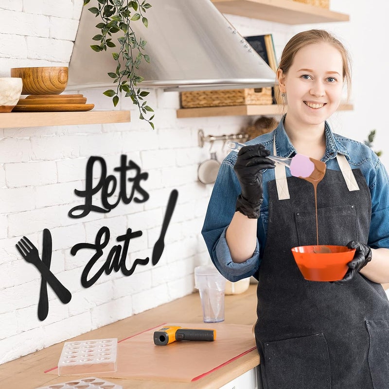 TPGP Jetec 5 Pieces Wooden Let's Eat Sign with Fork, Spoon, and Knife - Rustic Kitchen Wall Decor - Image 5