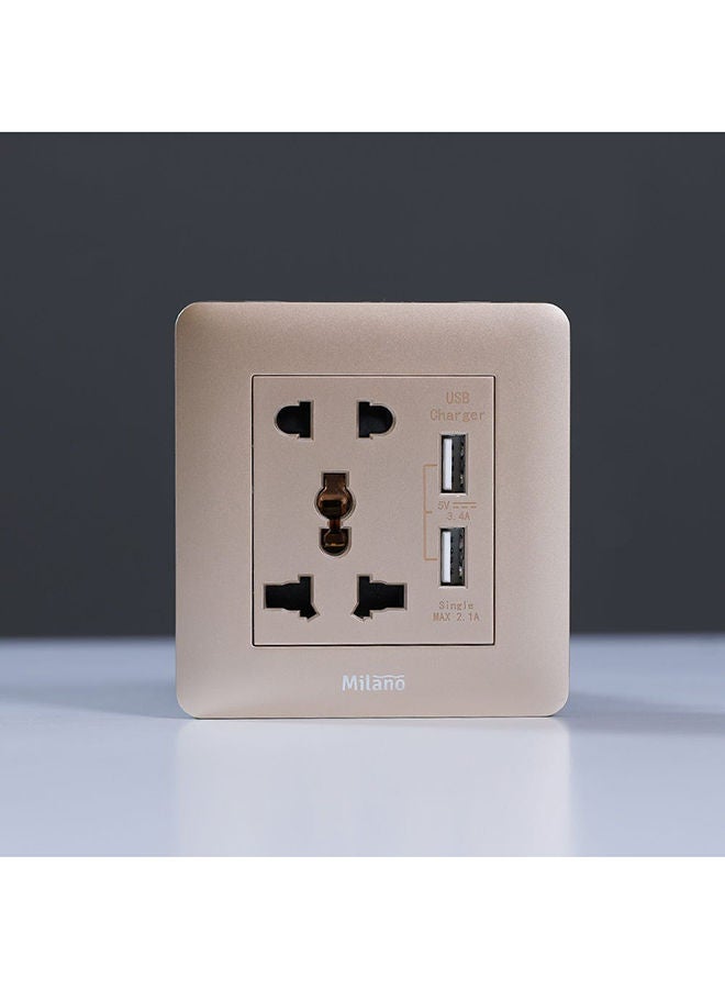 DANUBE HOME Danube Home - Milano 2 Pin & 3 Pin Universal Socket With 2.1A Us - Image 1
