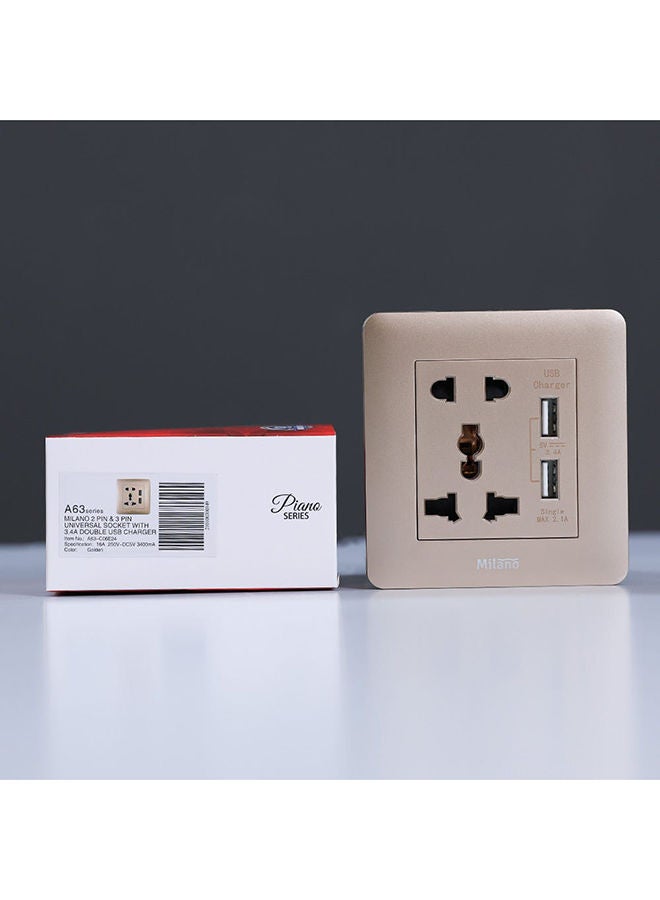 DANUBE HOME Danube Home - Milano 2 Pin & 3 Pin Universal Socket With 2.1A Us - Image 3