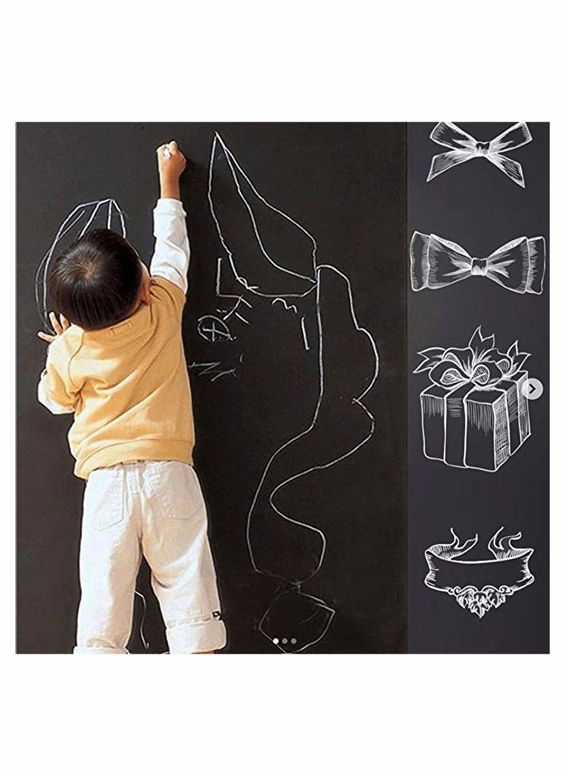 Black Board Sticker,  Chalkboard Sticker with 5 Color Chalk, Removable Teaching Writing Stickers Self-adhesive Wall Stickers Vinyl Draw Décor for Kids Rooms, School, Home, Office 45x200cm - Image 1